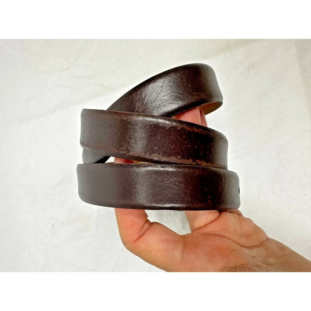 VTG Christian Dior Belt Split Leather Brown Sz 38 Gold Texture Buckle